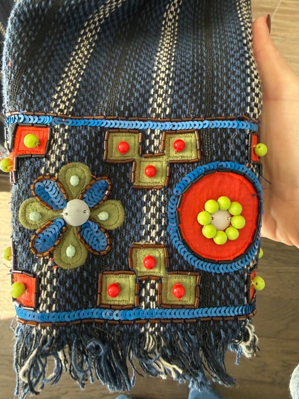 Tory Burch Luna striped woven coat embellished with beads, sequins, and fringe - Picture 5 of 5